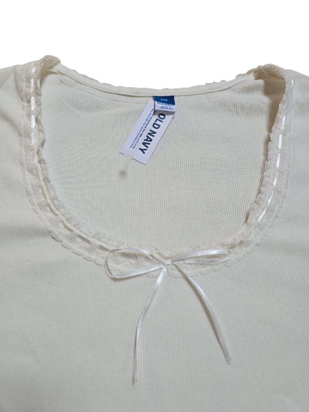 Old Navy Women's Ivory Scoop Neck Ribbed Long Sleeve Top XXL NWT - Picture 3 of 4